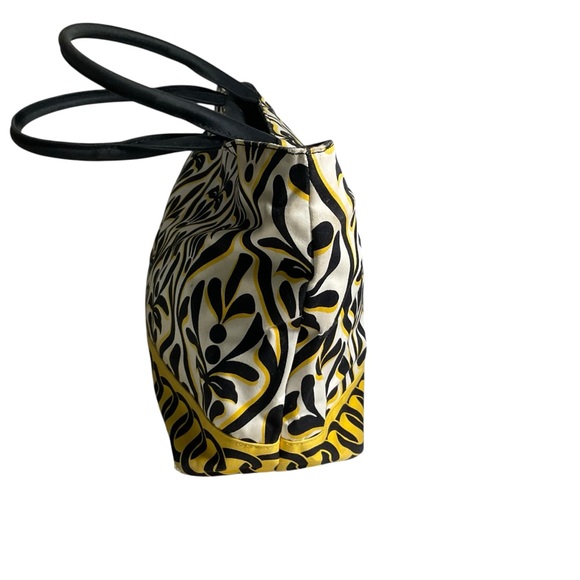 Talbots yellow, white, and black, coated cotton tote purse, like new - Picture 5 of 12